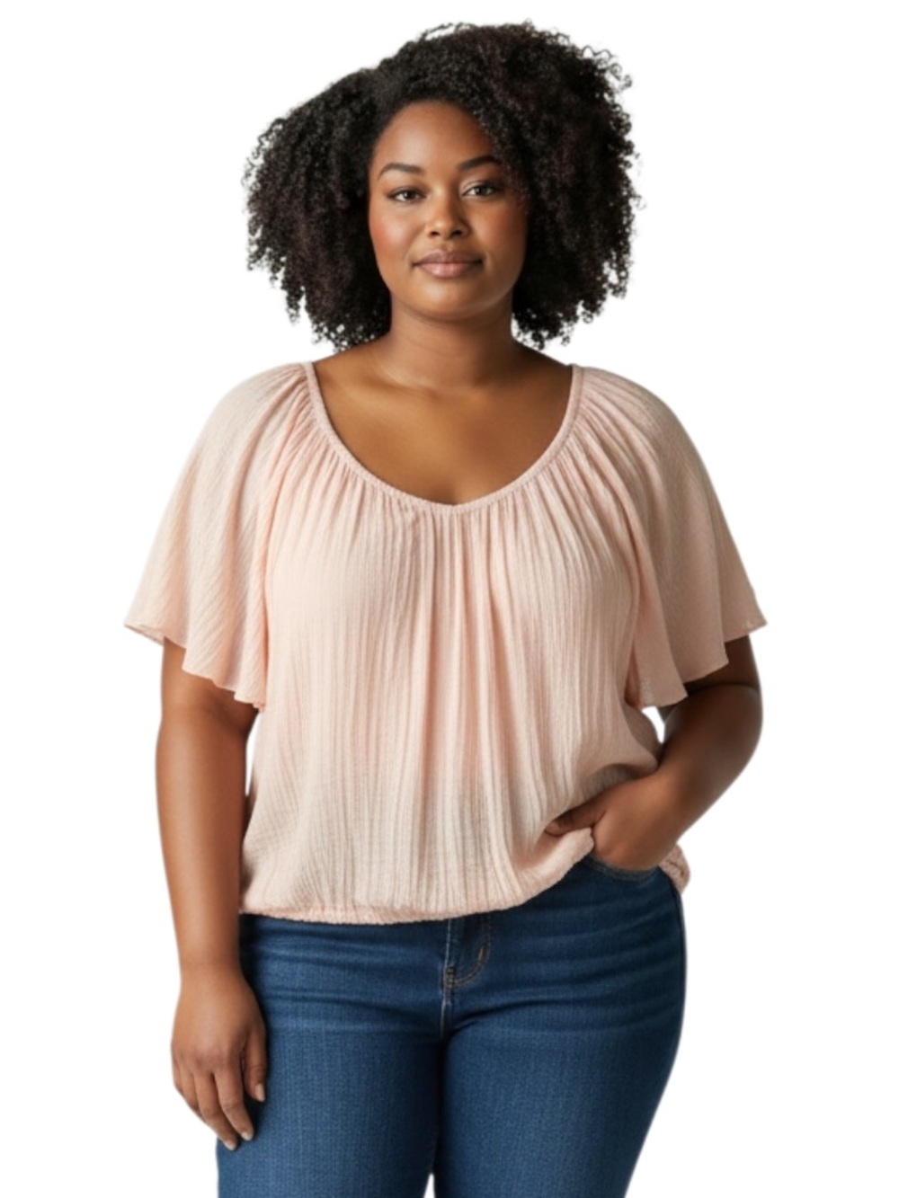 torrid Blush Flutter Sleeve Pleated Blouse